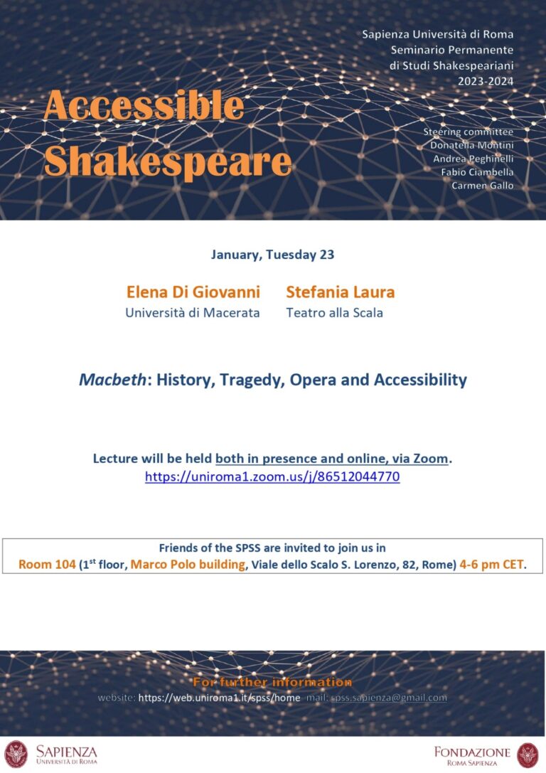 Macbeth: History, Tragedy, Opera and Accessibility – Sapienza Università di Roma. 23 January 2024