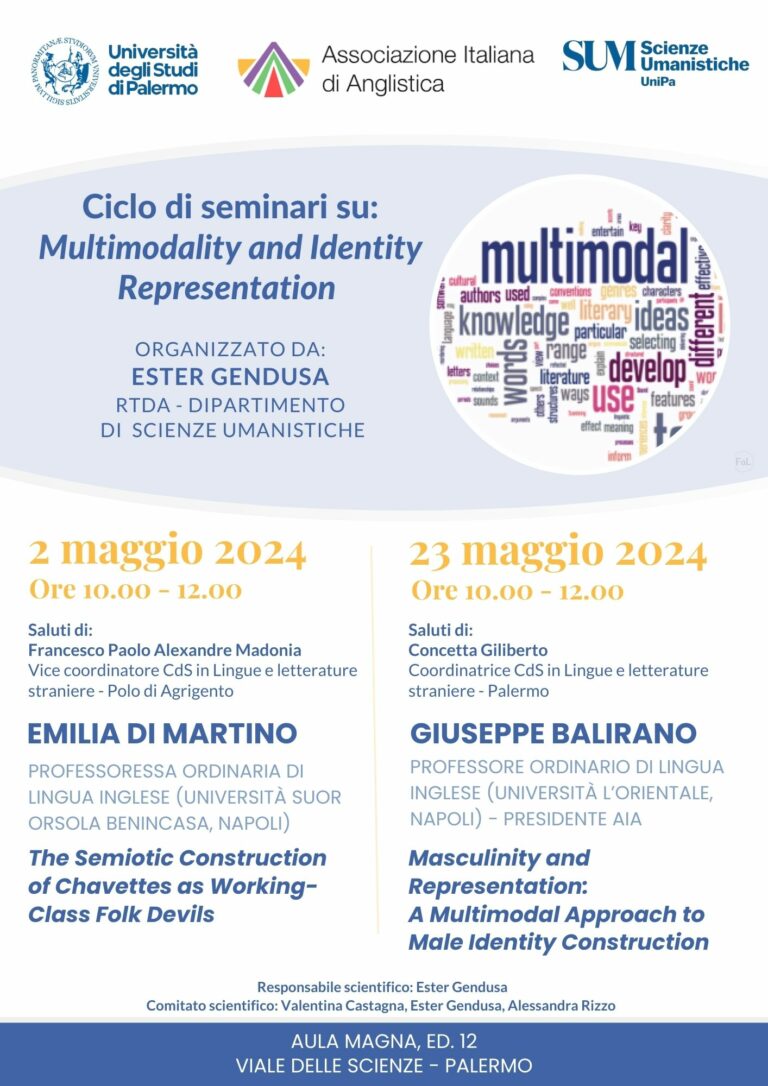 Ciclo di seminari su Multimodality and Identity Representation – Università degli Studi di Palermo (2 maggio e 23 maggio 2024)